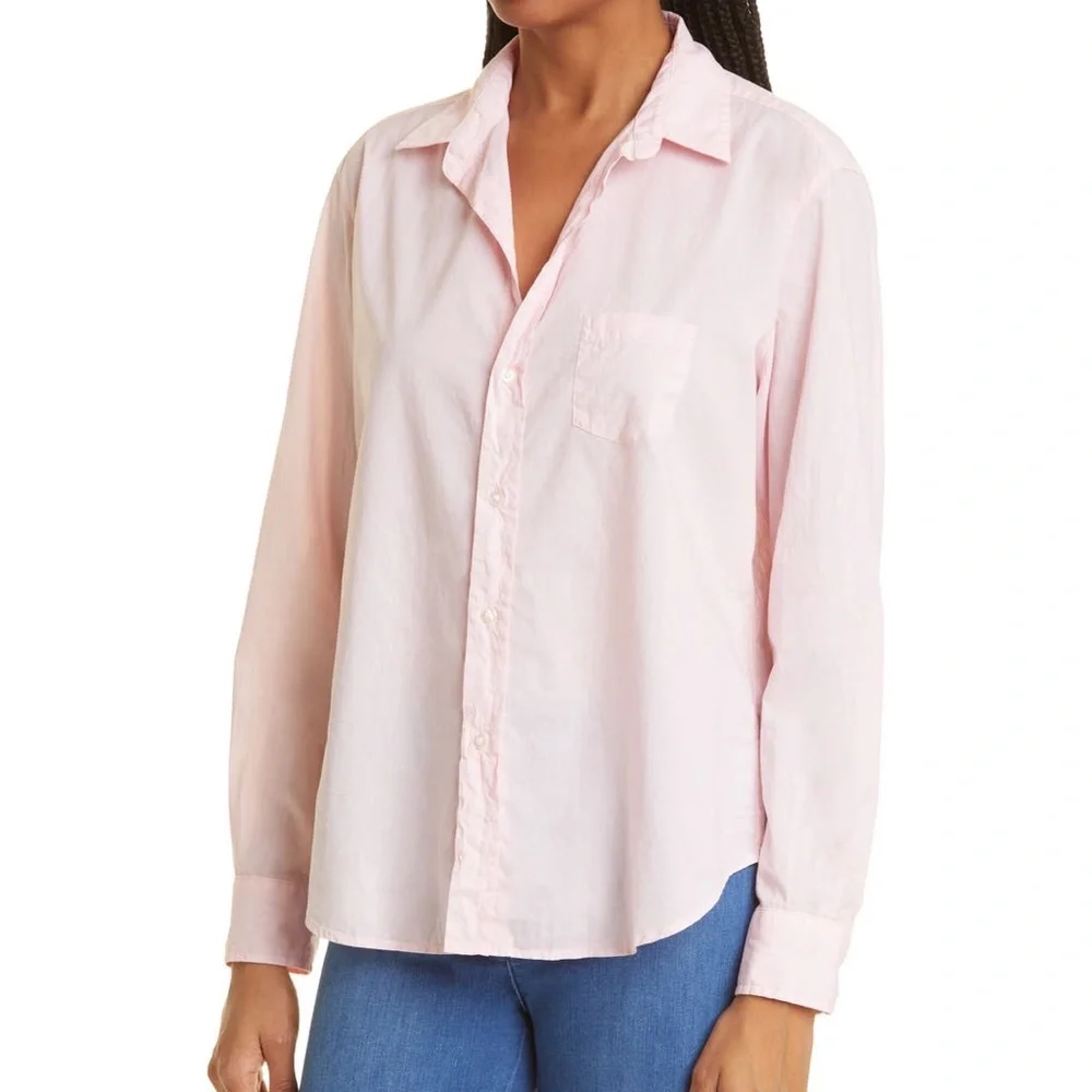 Frank & Eileen Eileen Woven Cotton Button-Up Shirt Pink Lemonade